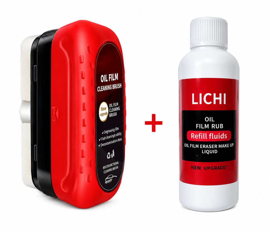 Car Glass Oil Film Remover Kit - Brush and Refill Liquid